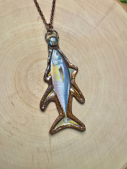 Yellowfin Tuna and Abalone Shell Necklace | Copper Ashes
