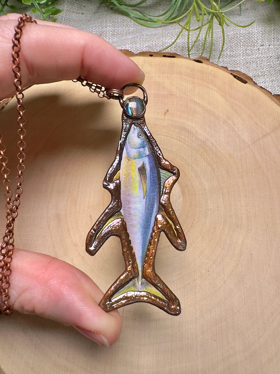 Yellowfin Tuna and Abalone Shell Necklace | Copper Ashes