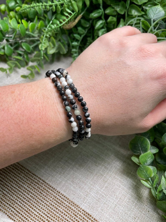 Zebra Jasper 4mm Beaded Bracelet | Copper Ashes