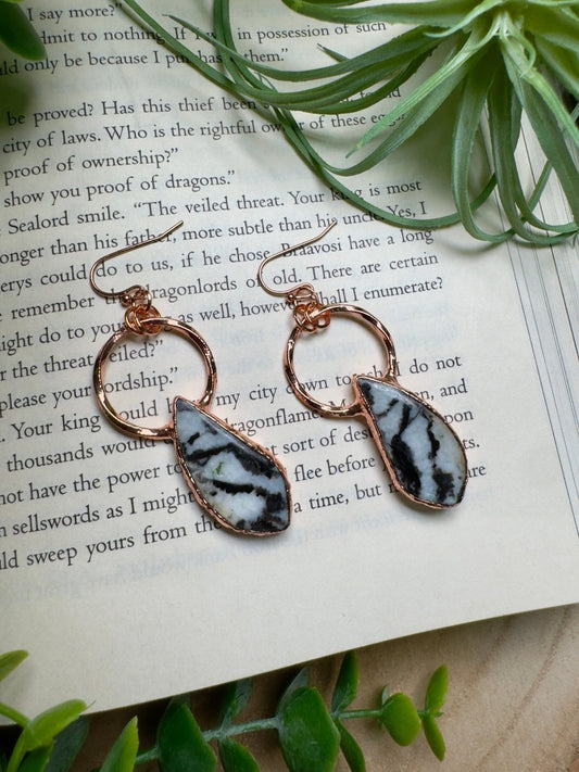 Zebra Jasper Dangle Earrings | Copper Ashes