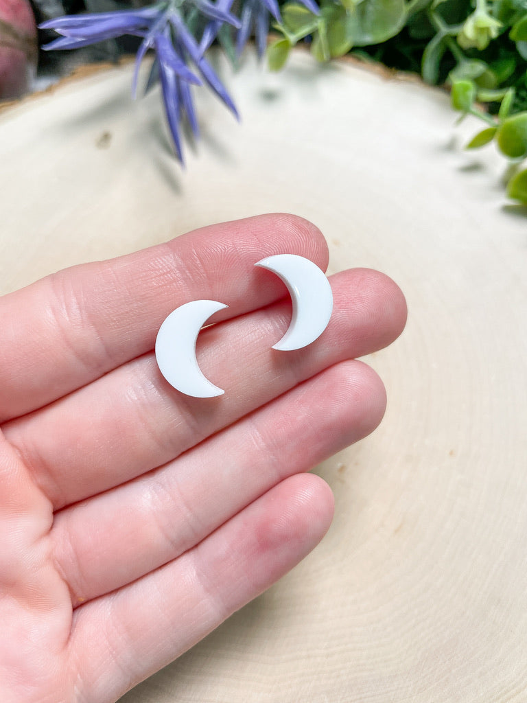 Resin Moon Stud Earrings