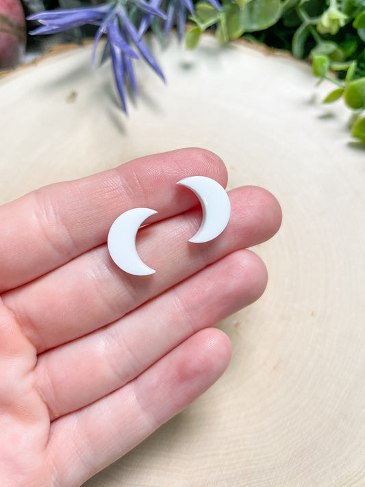 Resin Moon Stud Earrings