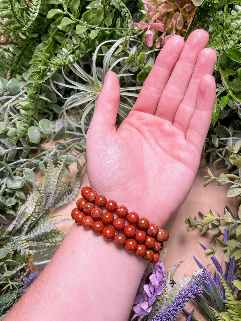 8mm Beaded Red Jasper Bracelet
