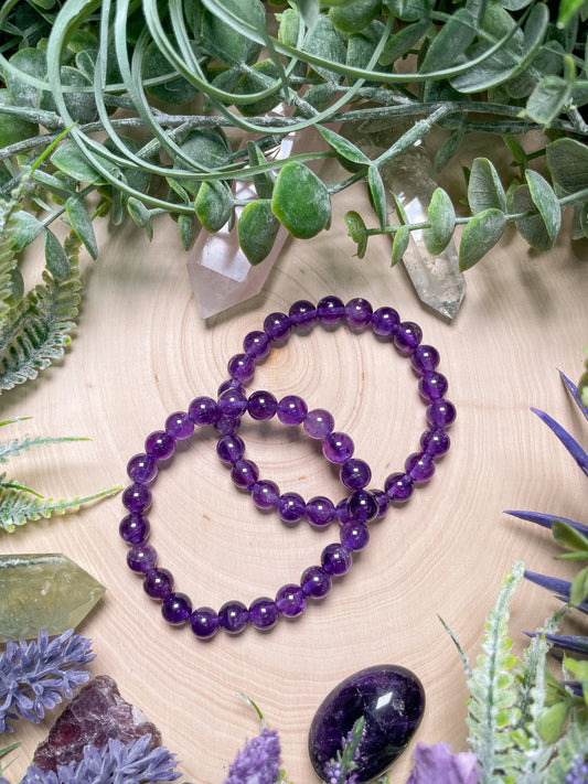 8mm Beaded Amethyst Bracelet