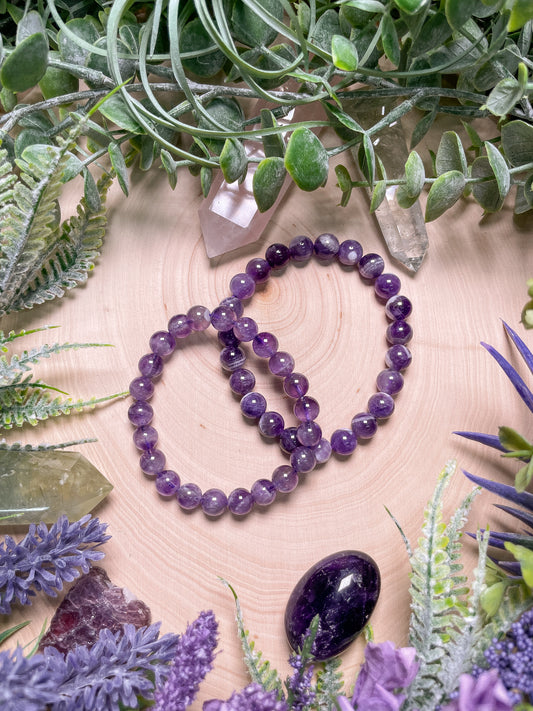 8mm Beaded Dream Amethyst Bracelet