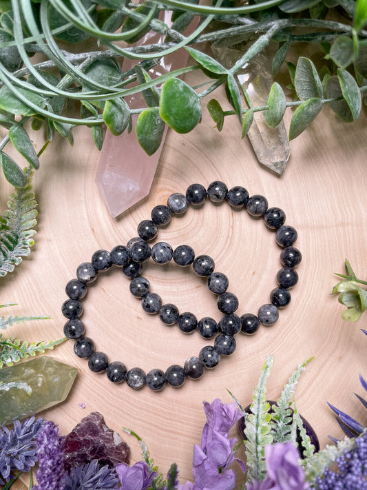 8mm Beaded Larvikite Bracelet
