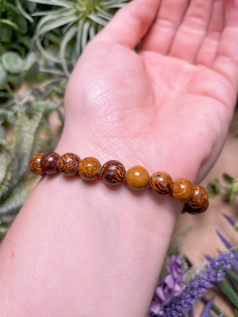 8mm Beaded Golden Jasper Bracelet