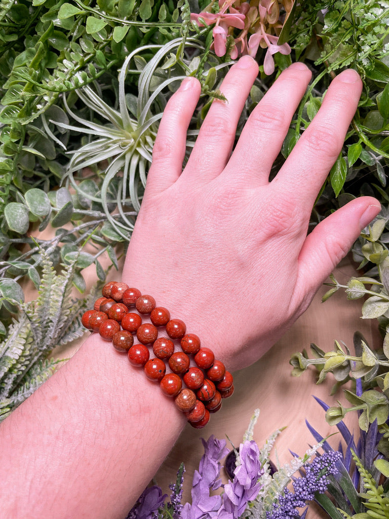 8mm Beaded Red Jasper Bracelet
