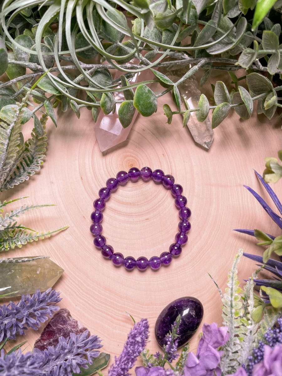 8mm Beaded Amethyst Bracelet | Copper Ashes