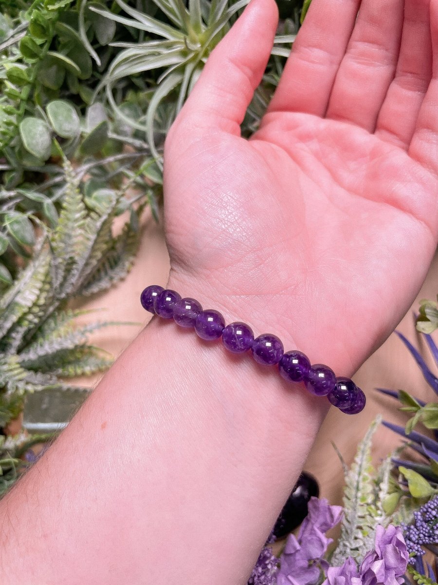 8mm Beaded Amethyst Bracelet | Copper Ashes
