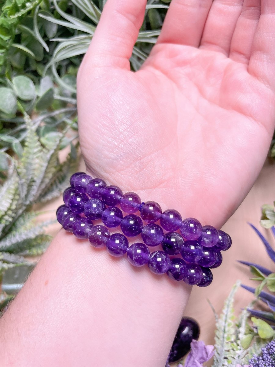 8mm Beaded Amethyst Bracelet | Copper Ashes