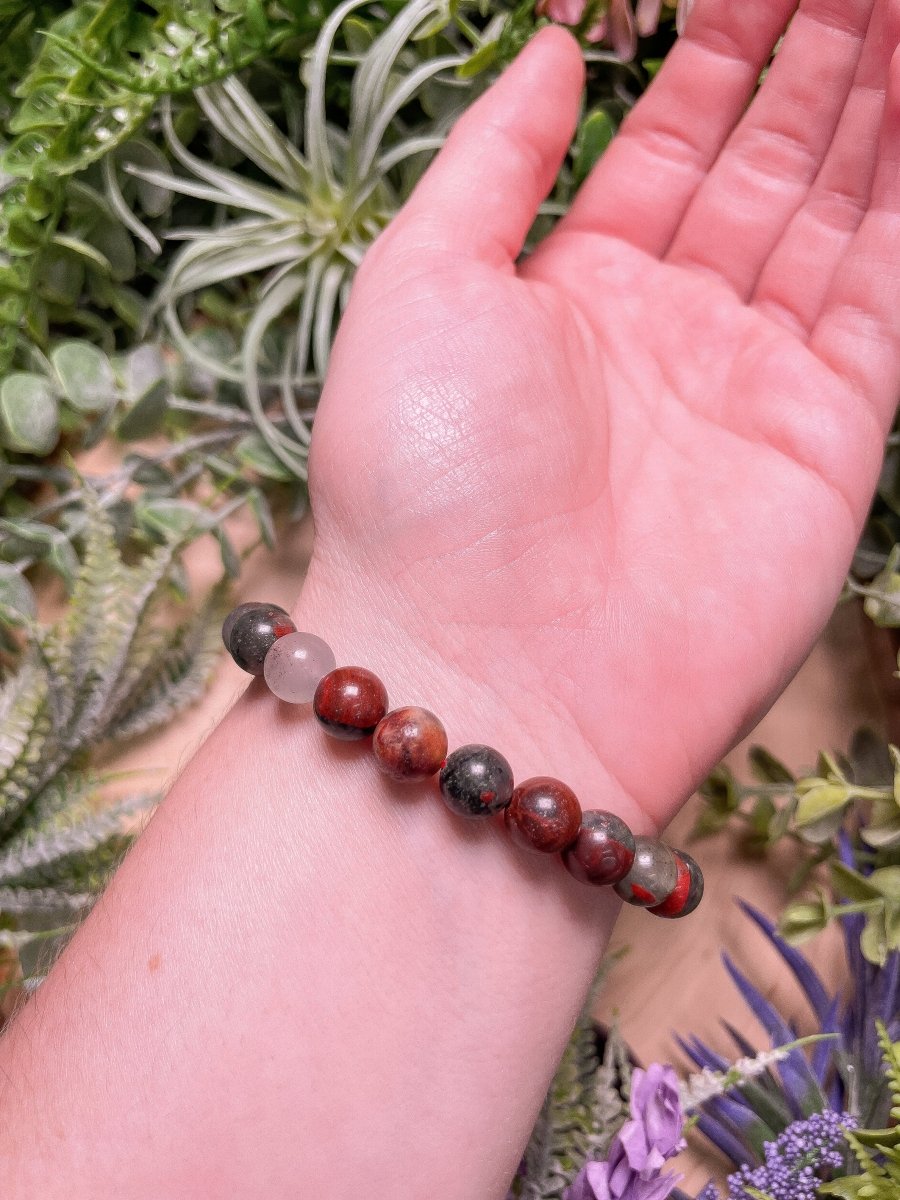8mm Beaded Bloodstone Bracelet | Copper Ashes