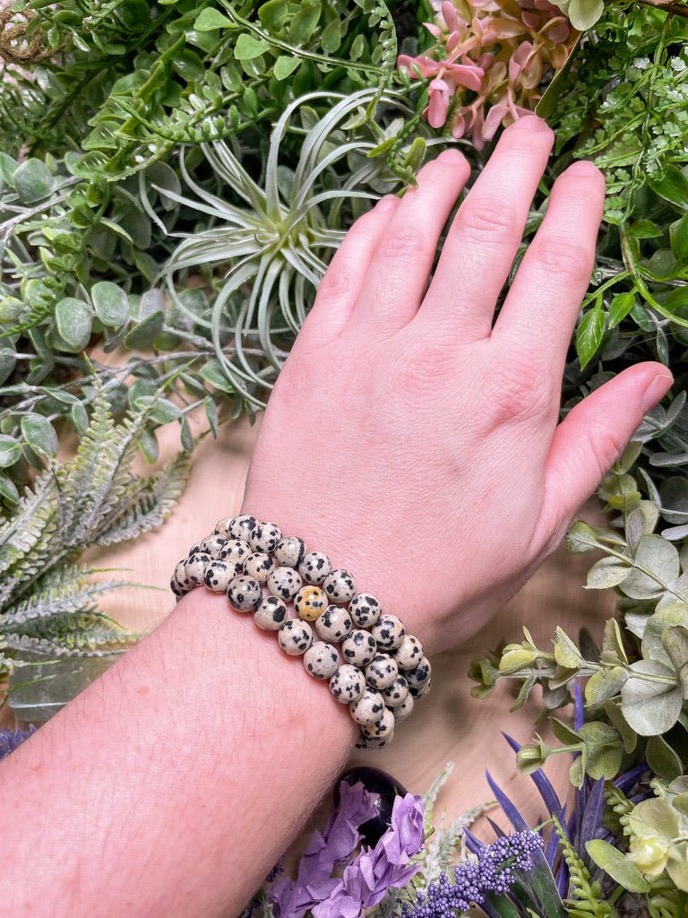 8mm Beaded Dalmatian Jasper Bracelet | Copper Ashes