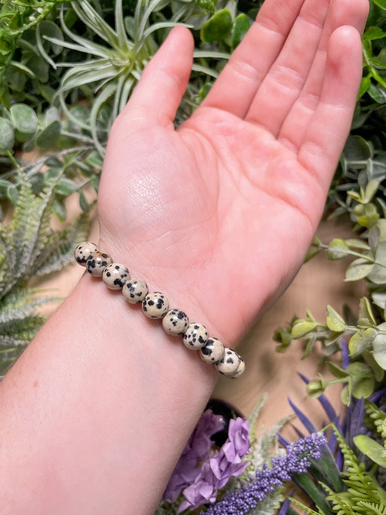 8mm Beaded Dalmatian Jasper Bracelet | Copper Ashes