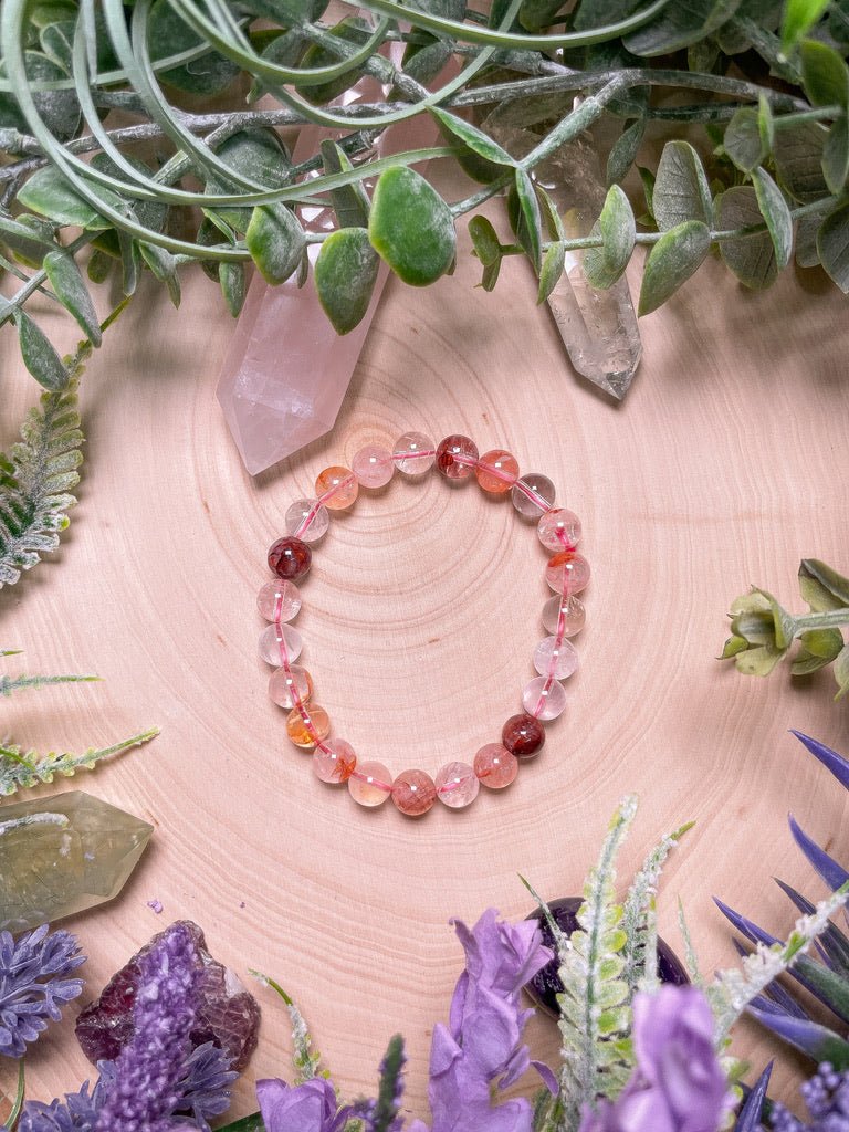 8mm Beaded Fire Quartz Bracelet | Copper Ashes