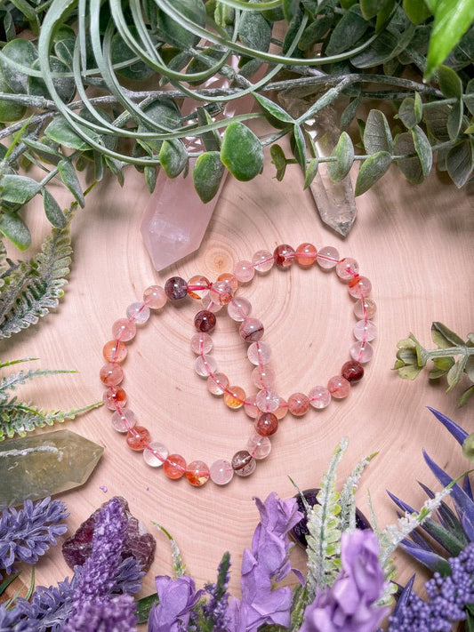 8mm Beaded Fire Quartz Bracelet | Copper Ashes