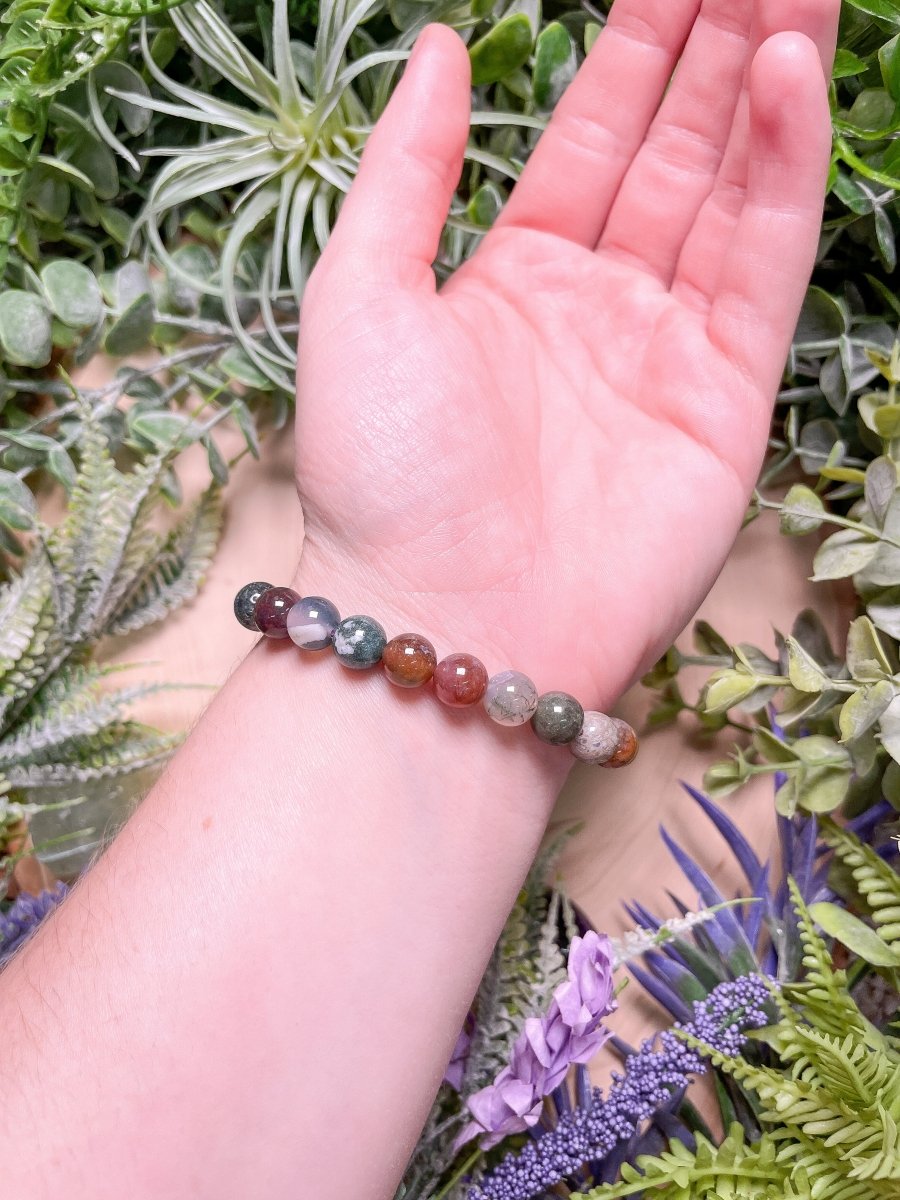 8mm Beaded Indian Agate Bracelet | Copper Ashes