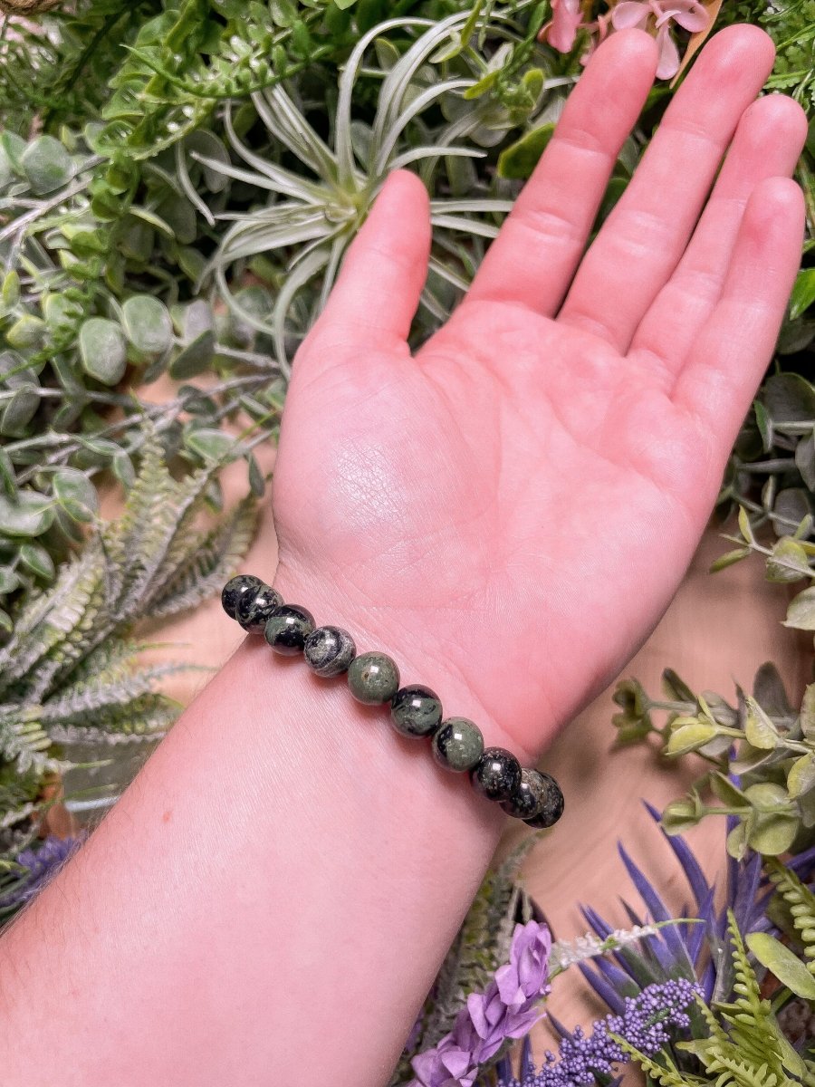 8mm Beaded Kambaba Jasper Bracelet | Copper Ashes