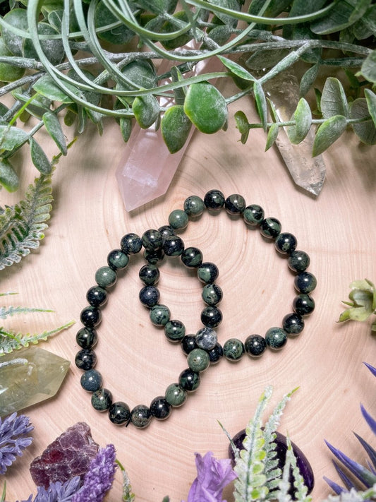 8mm Beaded Kambaba Jasper Bracelet | Copper Ashes