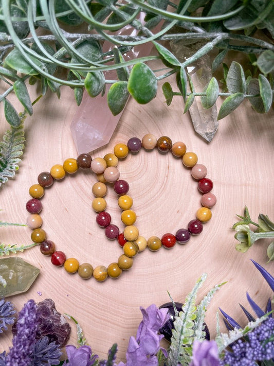 8mm Beaded Mookaite Jasper Bracelet | Copper Ashes