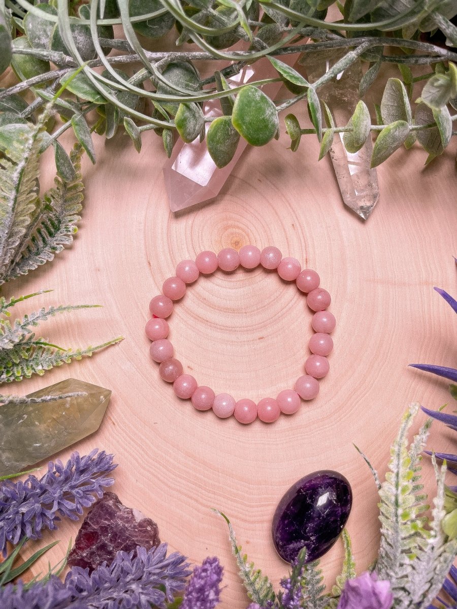 8mm Beaded Pink Opal Bracelet | Copper Ashes