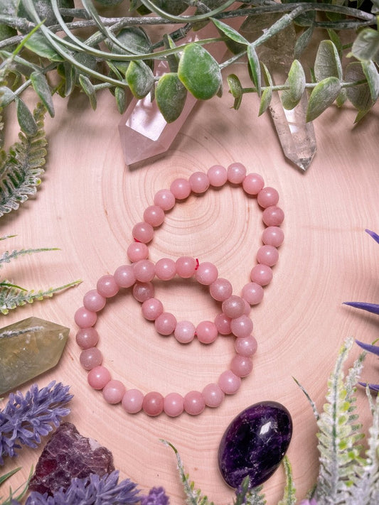 8mm Beaded Pink Opal Bracelet | Copper Ashes