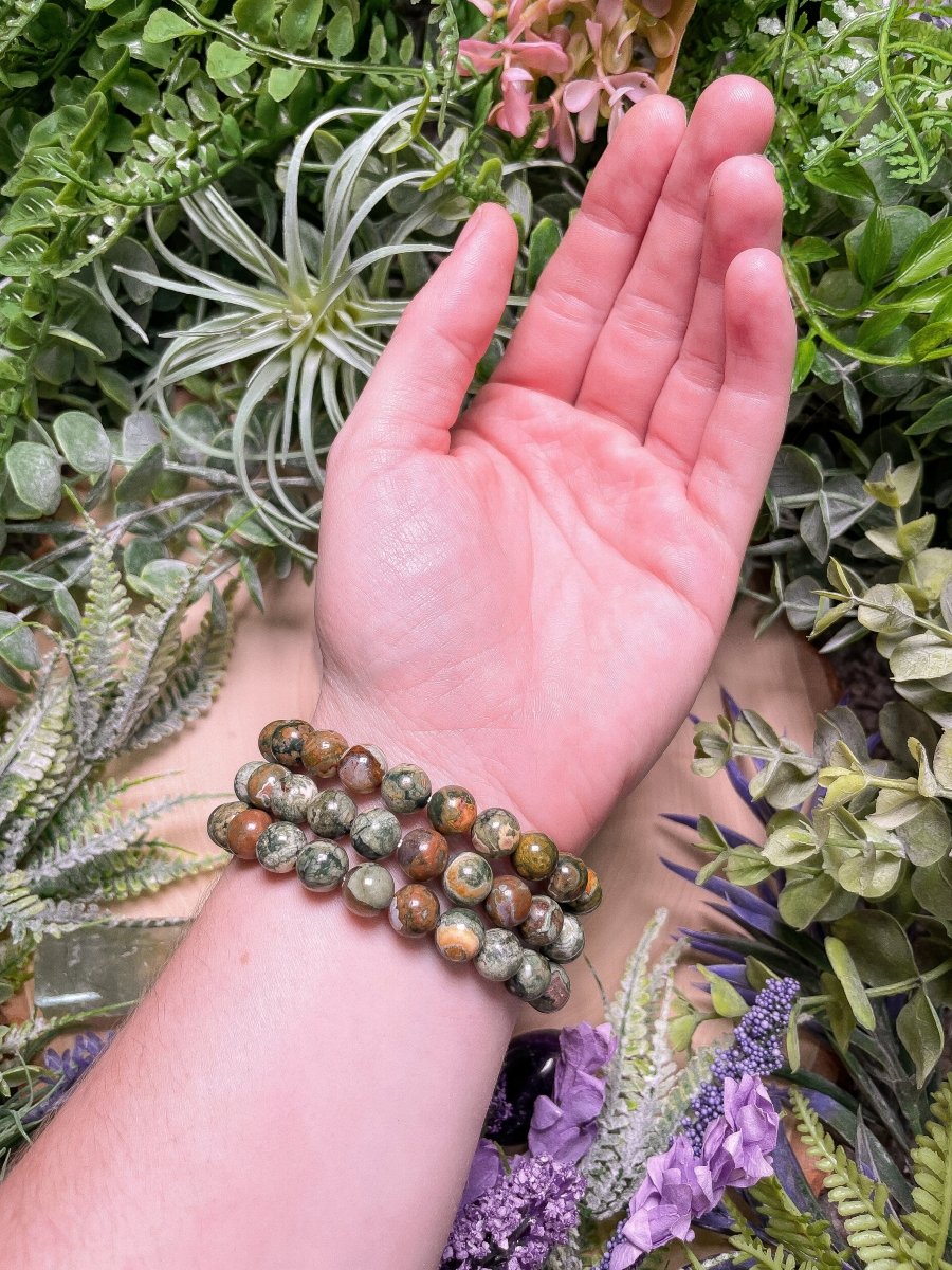 8mm Beaded Rainforest Jasper Bracelet | Copper Ashes