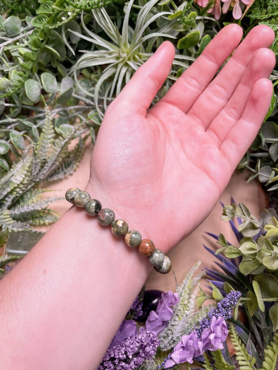 8mm Beaded Rainforest Jasper Bracelet | Copper Ashes