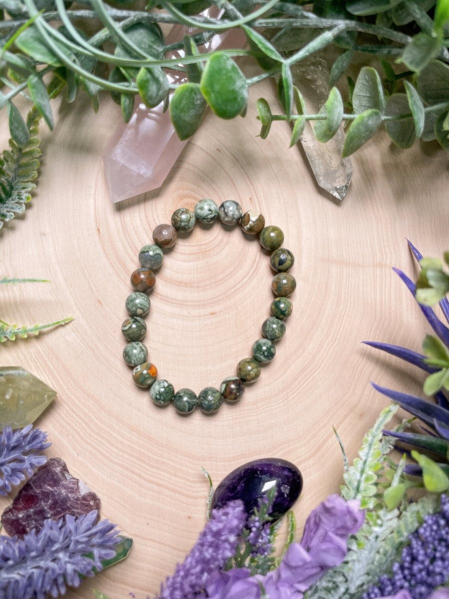 8mm Beaded Rainforest Jasper Bracelet | Copper Ashes