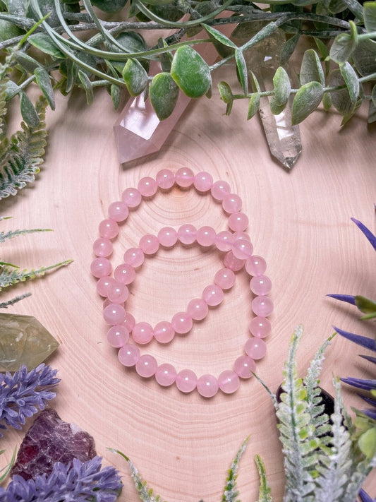 8mm Beaded Rose Quartz Bracelet | Copper Ashes