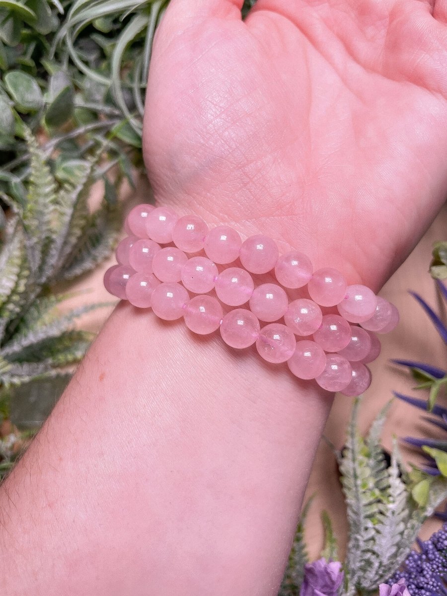 8mm Beaded Rose Quartz Bracelet | Copper Ashes