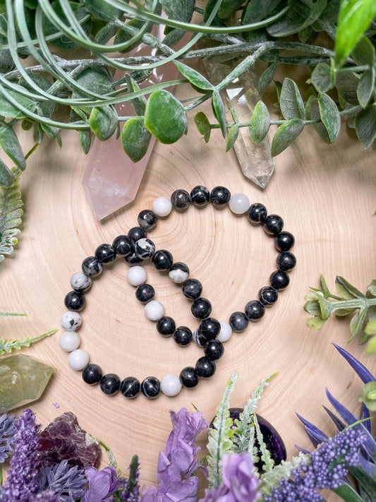 8mm Beaded Zebra Jasper Bracelet | Copper Ashes