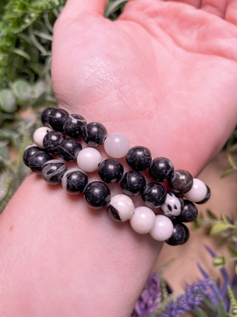 8mm Beaded Zebra Jasper Bracelet | Copper Ashes