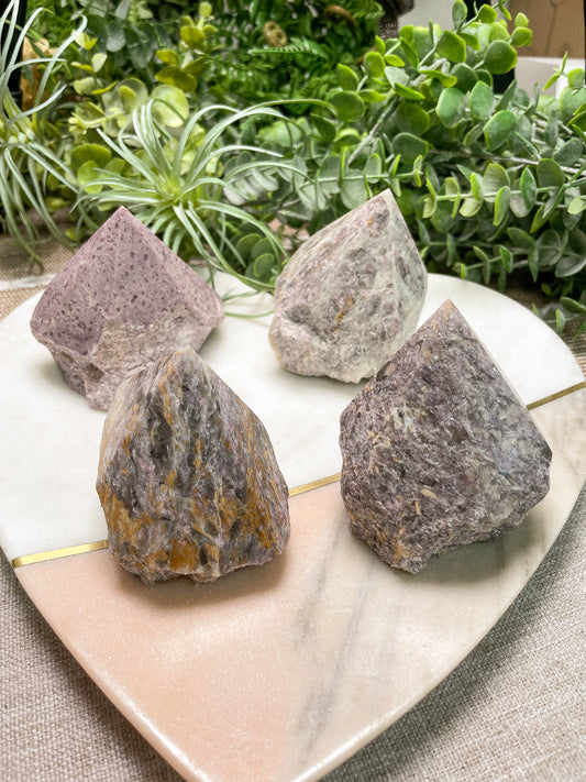 Lepidolite Half Polished Tower