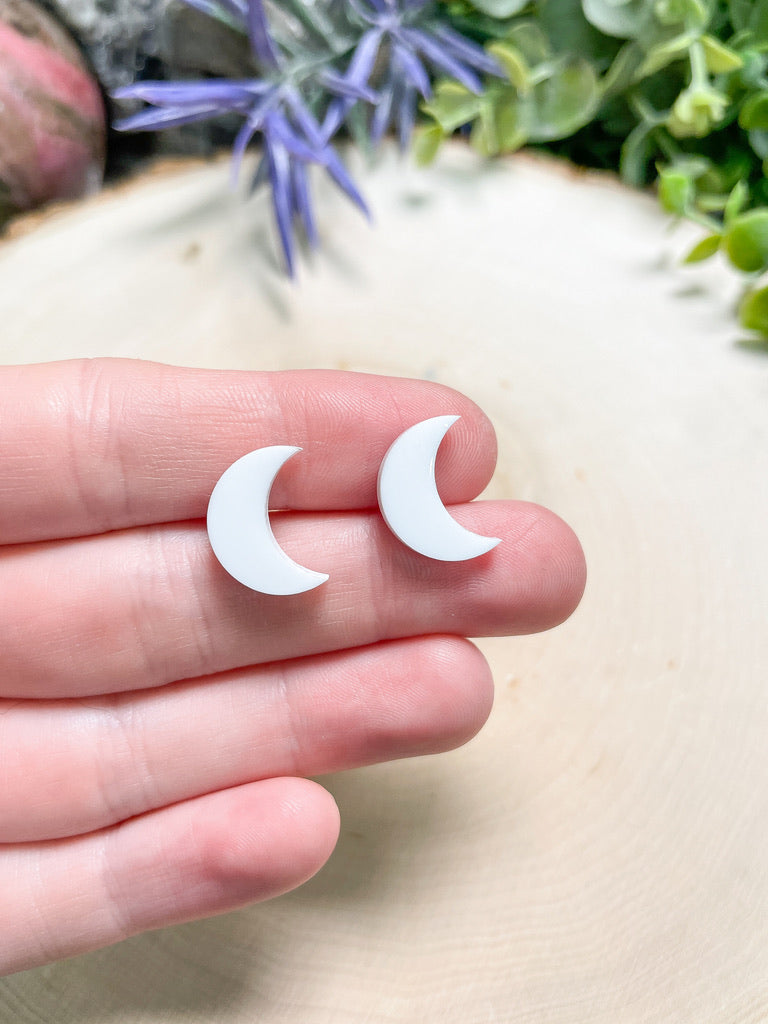 Resin Moon Stud Earrings