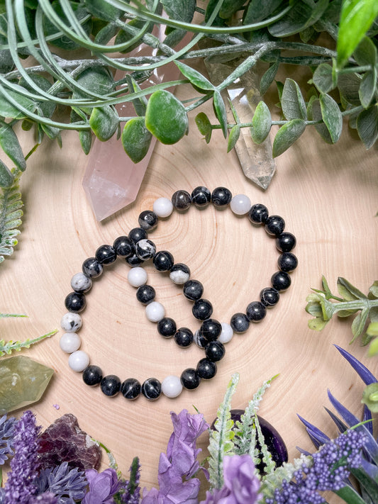 8mm Beaded Zebra Jasper Bracelet