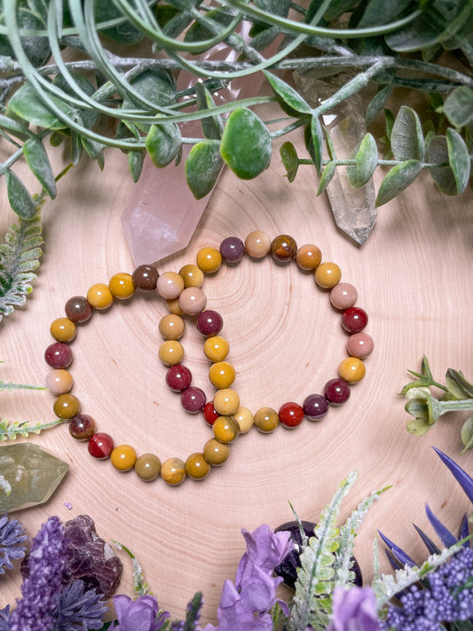8mm Beaded Mookaite Jasper Bracelet