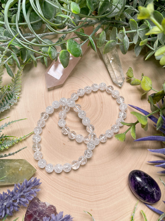 8mm Beaded Crackle Quartz Bracelet