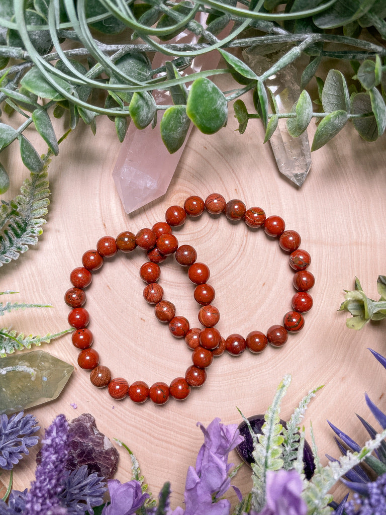 8mm Beaded Red Jasper Bracelet