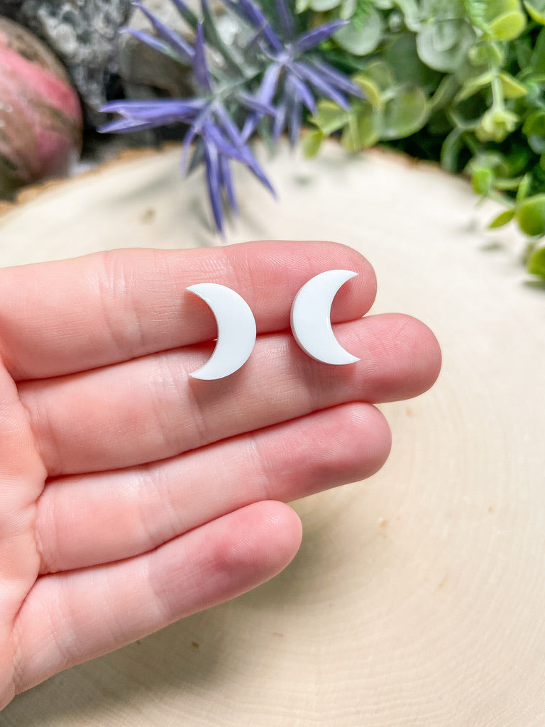 Resin Moon Stud Earrings
