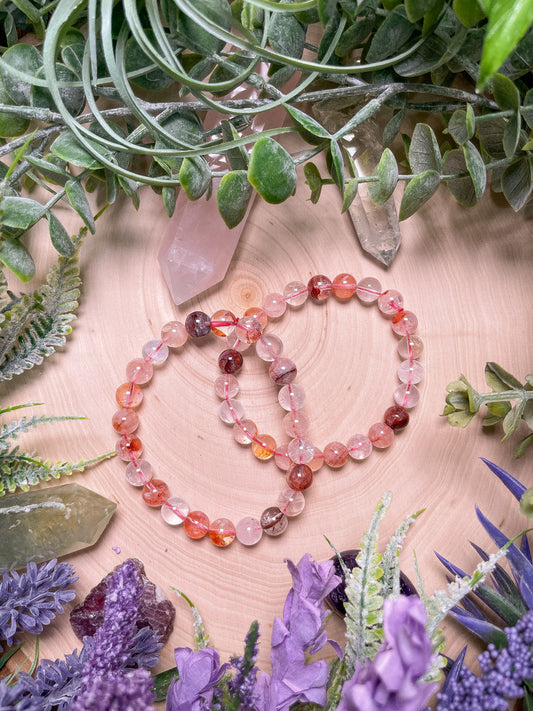 8mm Beaded Fire Quartz Bracelet
