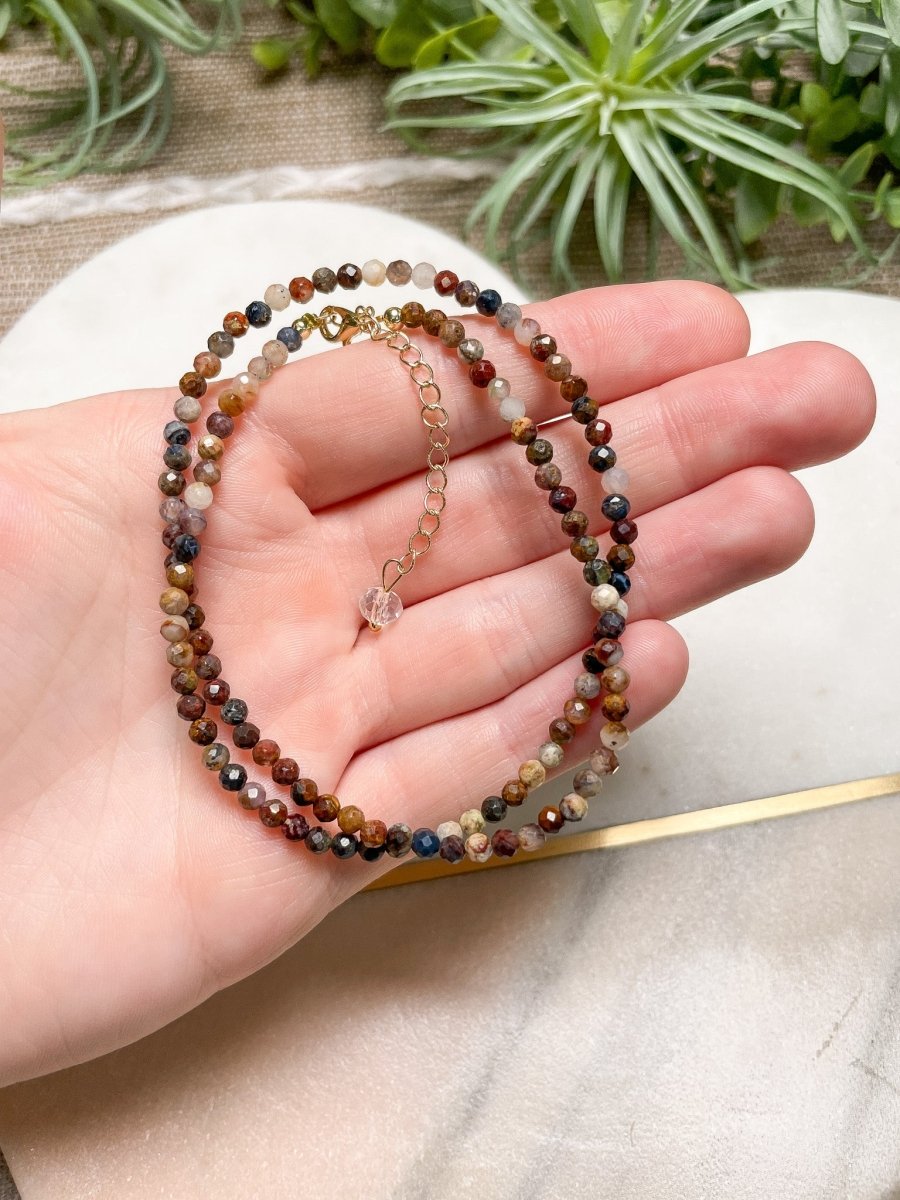 Crystal Beaded Choker Necklace | Copper Ashes